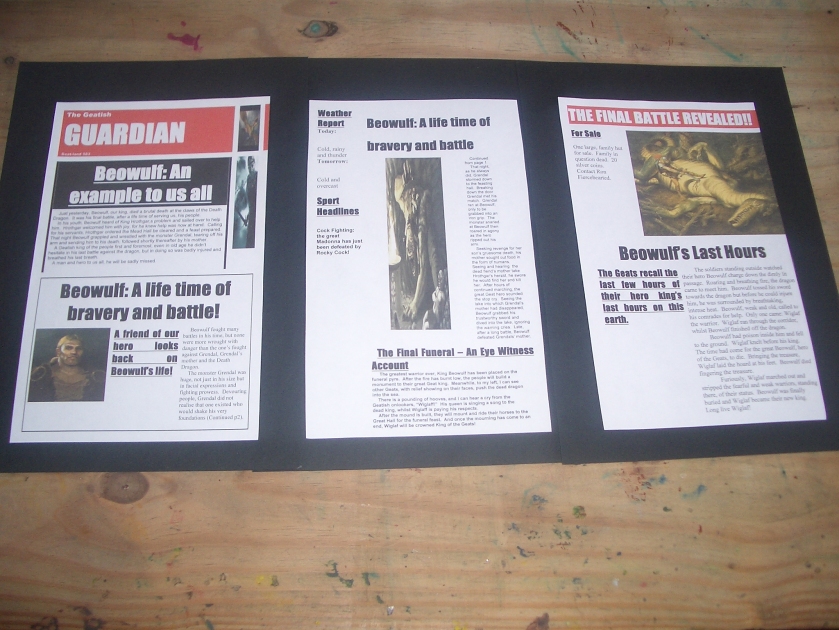 Our Geatish Guardian- a newspaper all about Boewulf!
